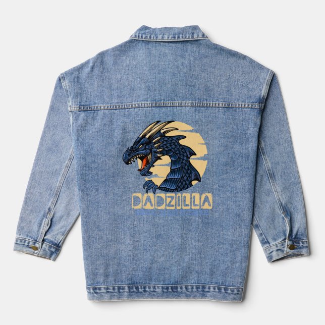 DADZILLA FATHER OF THE MONSTERS  Father Day Funny  Denim Jacket (Back)