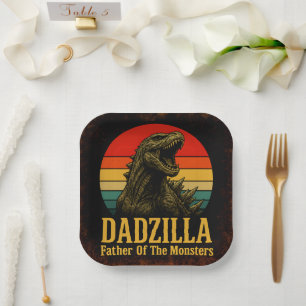 Dadzilla Father Of The Monsters Fathers Day Paper Plate