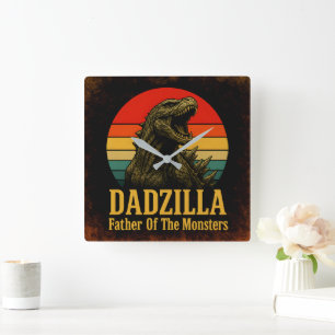 Dadzilla Father Of The Monsters Fathers Day Square Wall Clock