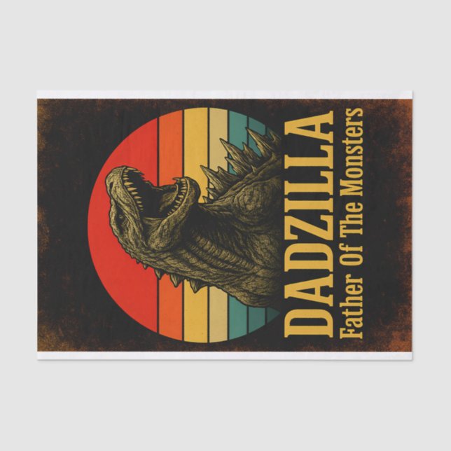Dadzilla Father Of The Monsters Fathers Day Tissue Paper (Front)