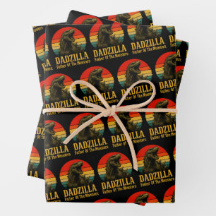 Dadzilla Father Of The Monsters Fathers Day Wrapping Paper Sheet