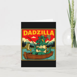 Dadzilla fishing dinosaur father and son retro card