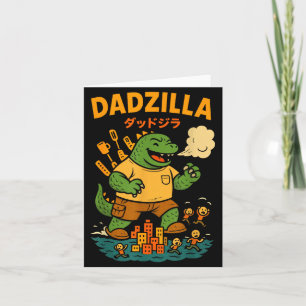 Dadzilla Funny Cartoon Gift For Dad Retro Vintage Card