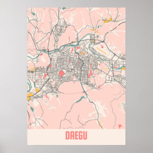 Daegu - South Korean Chalk City Map Poster