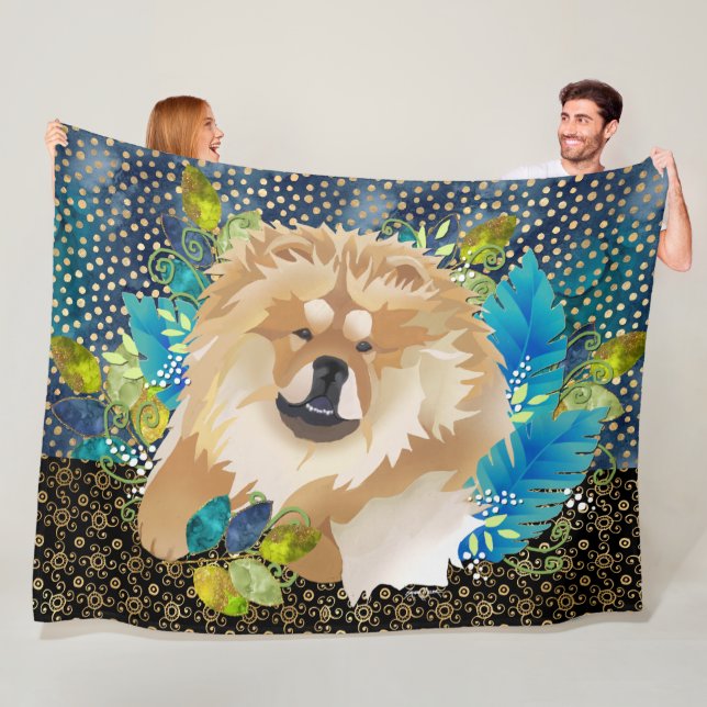 DAEJA VU Chow Fleece blanket blue/gold) 3 sizes (In Situ)