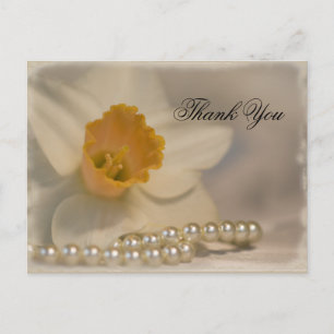 Daffodil and Pearls Wedding Thank You Postcard