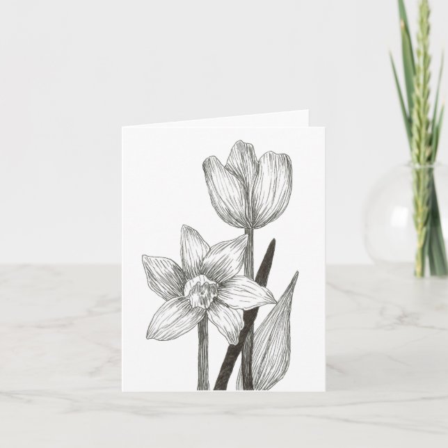 Daffodil and Tulip Note Card (Front)