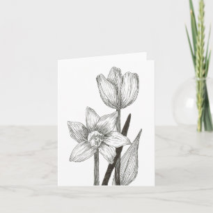 Daffodil and Tulip Note Card