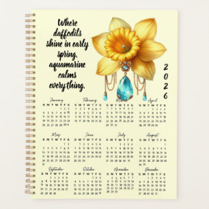 Daffodil & Aquamarine March Verse – 2026 Full-Year Planner