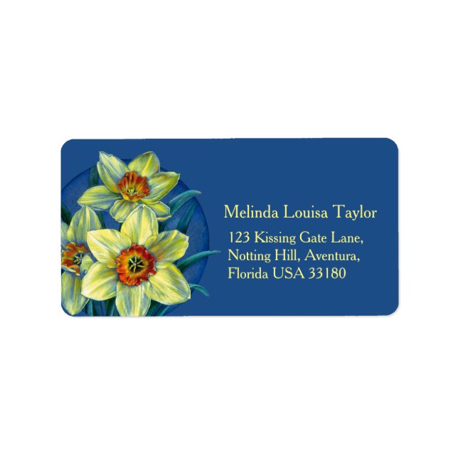 Daffodil art painting return address labels (Front)