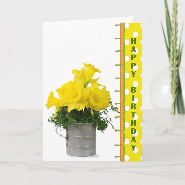 Daffodil Birthday Bouquet Card (Front)
