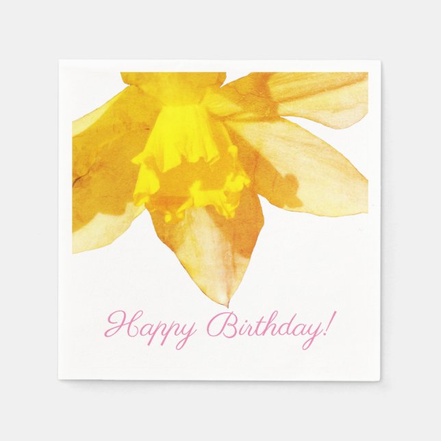 Daffodil Birthday Cocktail Paper Napkins (Front)