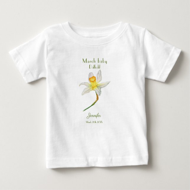 Daffodil birthday month March watercolor T-Shirt (Front)
