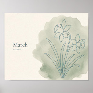 Daffodil Botanical Art Print March Flower