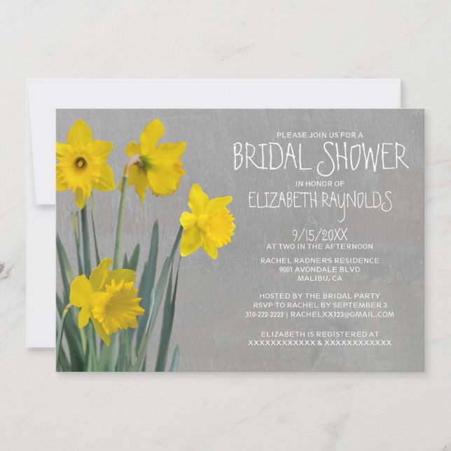 Daffodil Bridal Shower Invitations (Front)