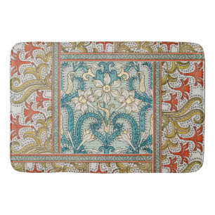 Daffodil chintz art nouveau flower wallpaper bath mat
