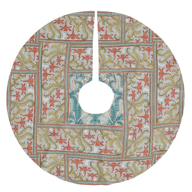 Daffodil chintz art nouveau flower wallpaper brushed polyester tree skirt (Front)