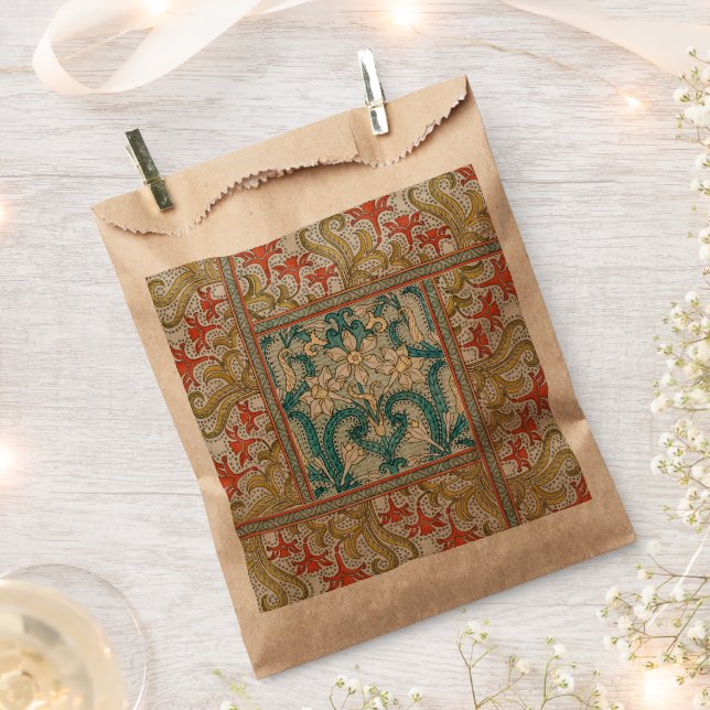 Daffodil chintz art nouveau flower wallpaper favour bag (Clipped)