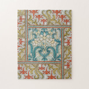 Daffodil chintz art nouveau flower wallpaper jigsaw puzzle
