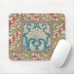 Daffodil chintz art nouveau flower wallpaper mouse pad