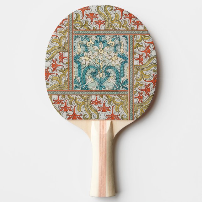 Daffodil chintz art nouveau flower wallpaper ping pong paddle (Front)