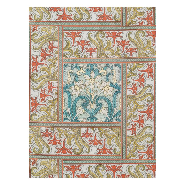 Daffodil chintz art nouveau flower wallpaper tablecloth (Front)