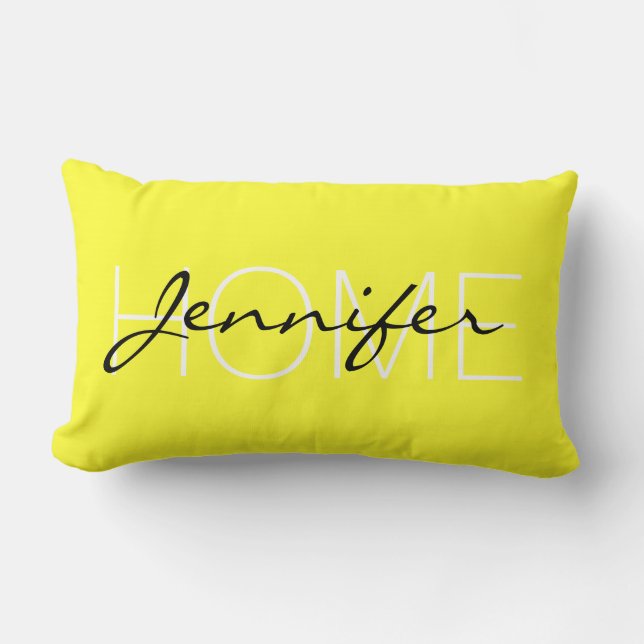 Daffodil colour home monogram lumbar cushion (Front)