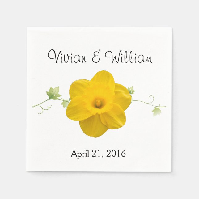 Daffodil Custom Wedding Napkin (Front)