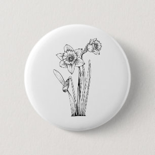 Daffodil Daffodils Flowers Floral Spring Easter 6 Cm Round Badge