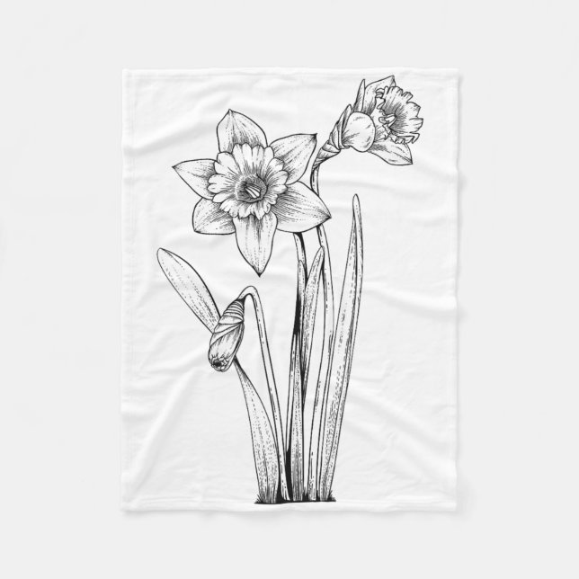 Daffodil Daffodils Flowers Floral Spring Easter  Fleece Blanket (Front)