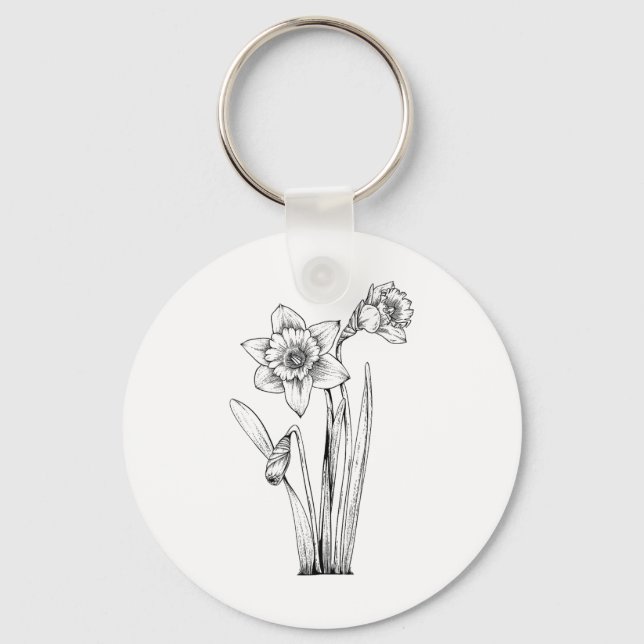 Daffodil Daffodils Flowers Floral Spring Easter  Key Ring (Front)