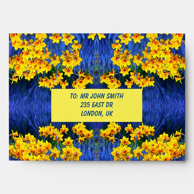 Daffodil Envelope in Blue and Yellow (Front)