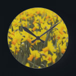 Daffodil Field Ceramic Tile Round Clock<br><div class="desc">Bright yellow Daffodil Field photographic print.</div>