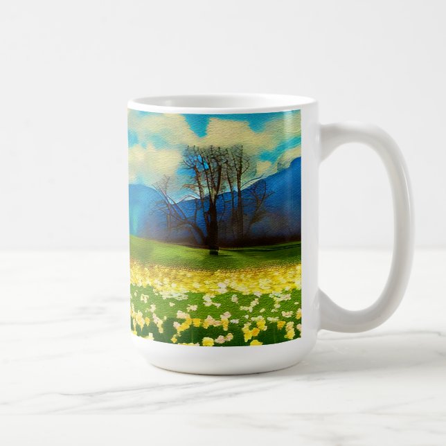 Daffodil field - painting coffee mug (Right)