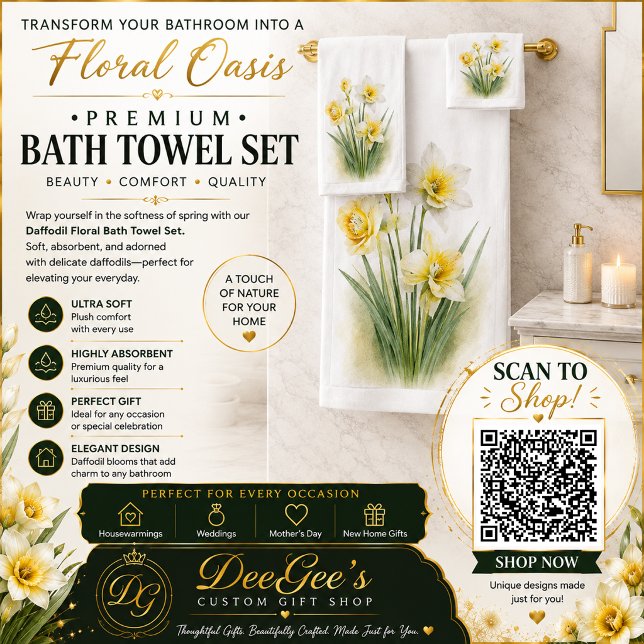 Daffodil Floral Bath Towel Set (Creator Uploaded)
