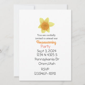 Daffodil Floral Housewarming Party Invitation