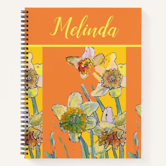 Daffodil Floral Watercolor Notebook Journal (Front)