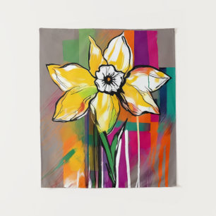 Daffodil Flower Abstract Art Floral Colourful Tapestry