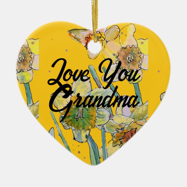 Daffodil Flower Floral Love You Grandma Decoration (Front)