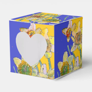 Daffodil Flower Painting floral Birthday Navy Blue Favour Box