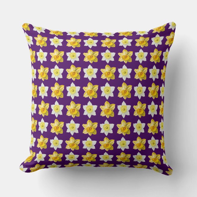 Daffodil Flower Pattern Cushion (Front)