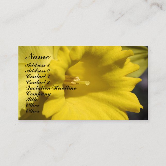 Daffodil Flower Photography Business Card (Front)