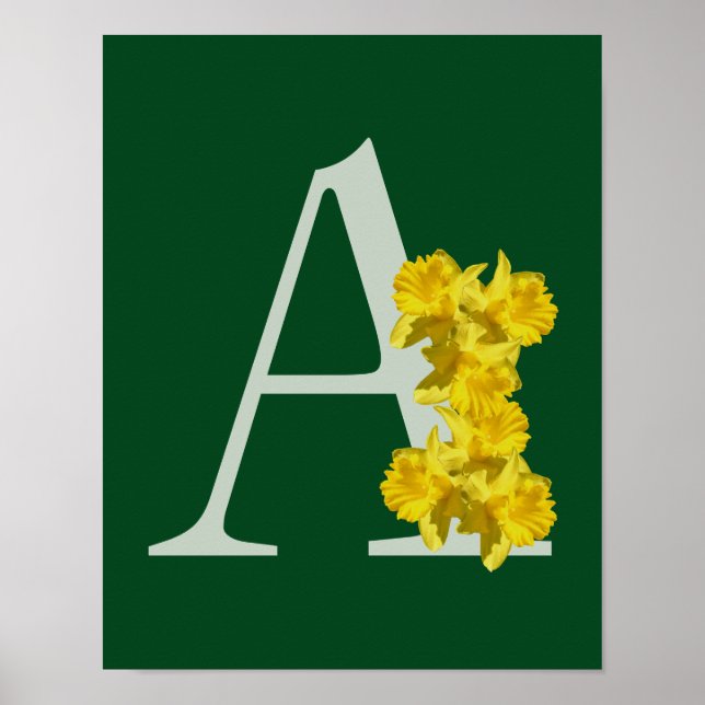 Daffodil Flowers Monogram Initial A Poster (Front)