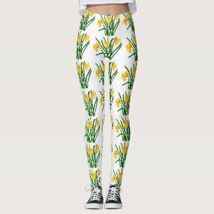 Daffodil Flowers Watercolour Painting Artwork Leggings