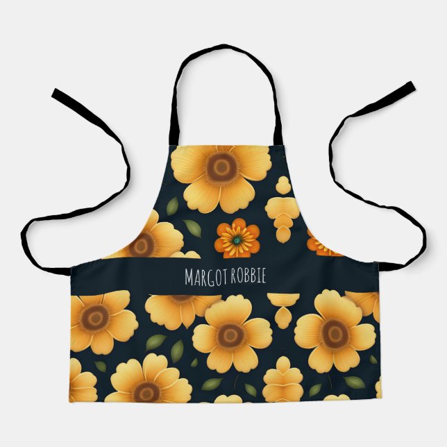 Daffodil flowers Yellow Floral Pattern Apron (Front)