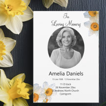  Daffodil Funeral Ceremony Program Card