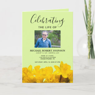 Daffodil Funeral Program   Modern Order of Service