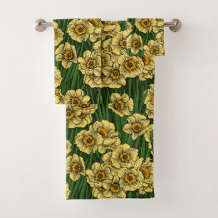Daffodil garden bath towel set