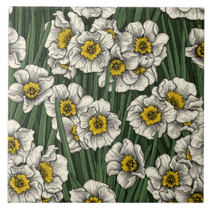 Daffodil garden ceramic tile