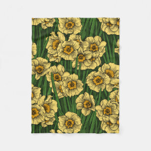 Daffodil garden fleece blanket